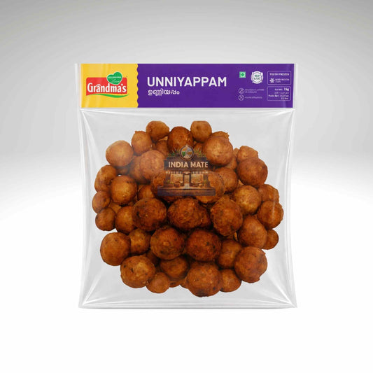 Packaged unniyappam with Grandma's branding on a white background.