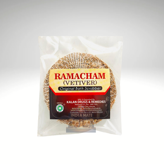 KL Ramacham Scrubber natural vetiver root herbal bath scrub Kerala