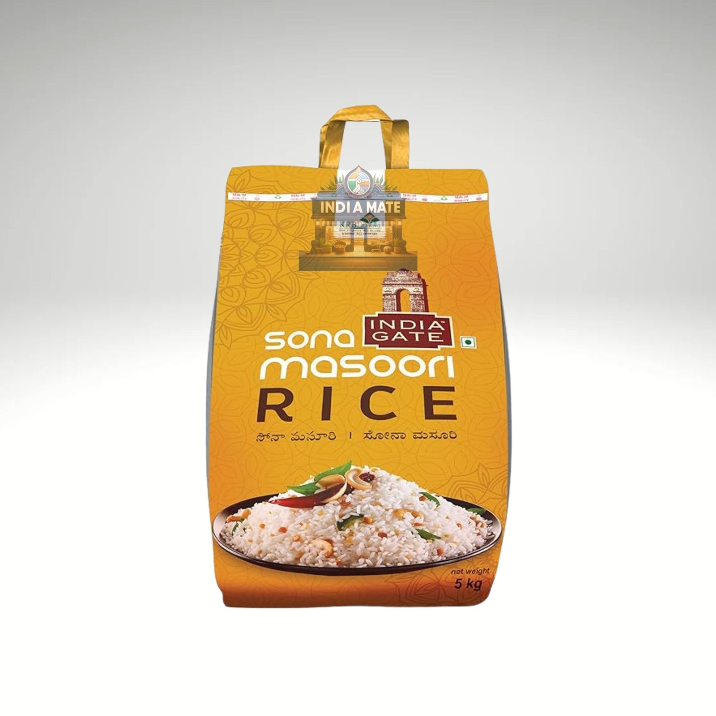 India Gate Sona Masoori Rice – premium medium-grain rice, fluffy and aromatic for South Indian dishes.