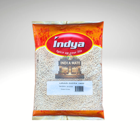 Indya Urid Gota whole skinned black gram pack.