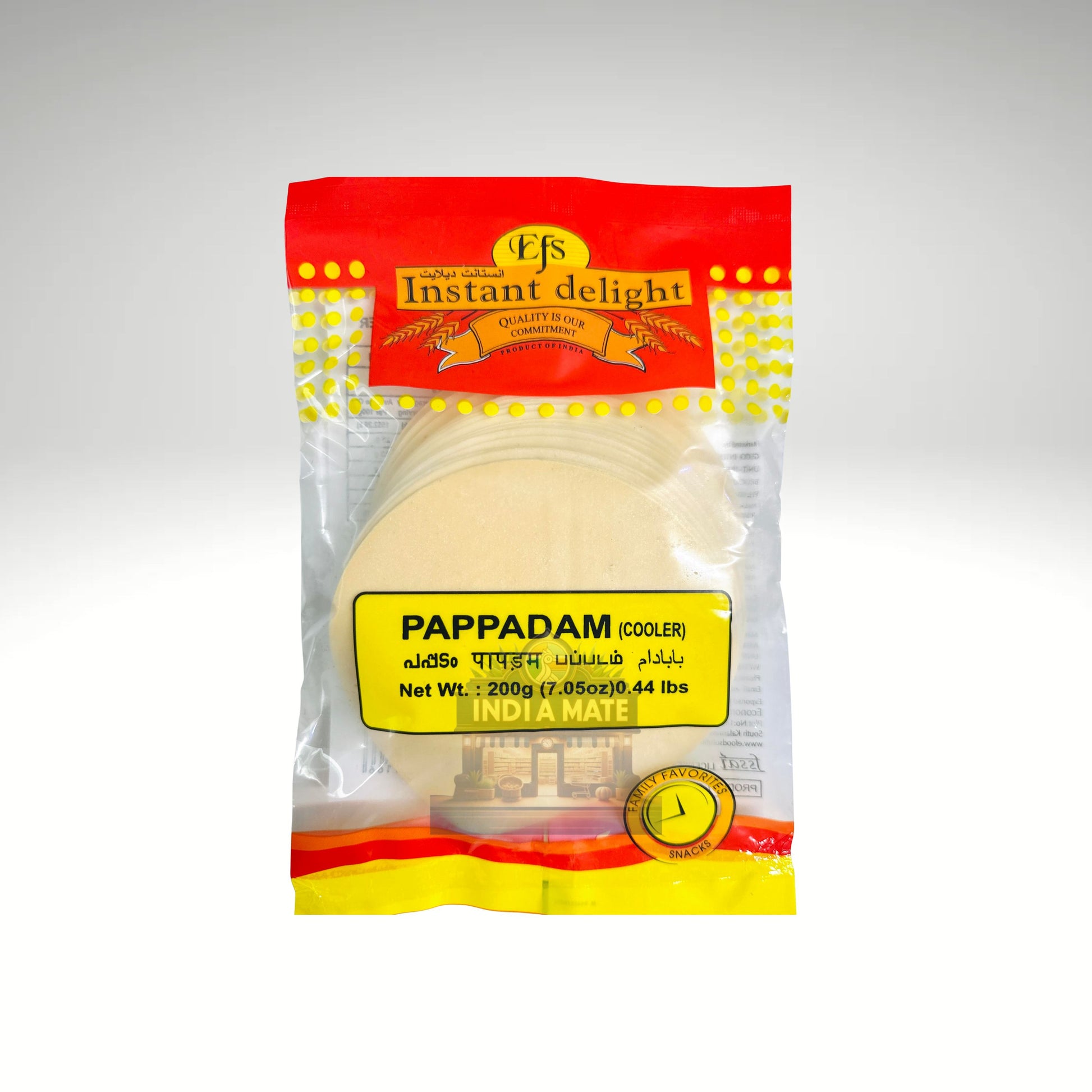 Instant Delight Frozen Pappadam – Ready-to-cook Kerala-style lentil wafers, available at IndiaMate.​