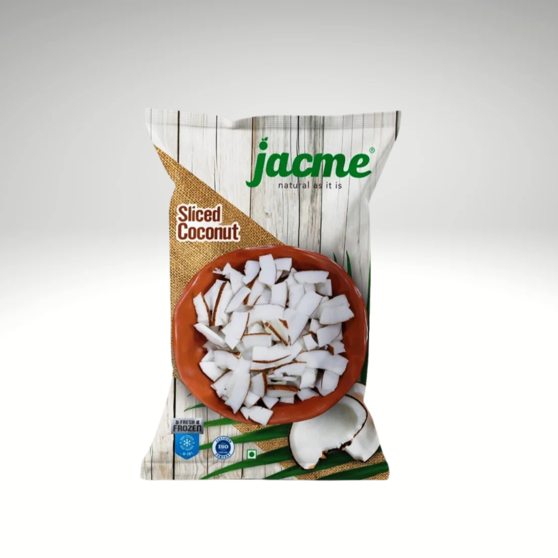 Jacme sliced coconut, thinly cut and ready to use, perfect for adding texture and flavour to curries, desserts, and snacks.