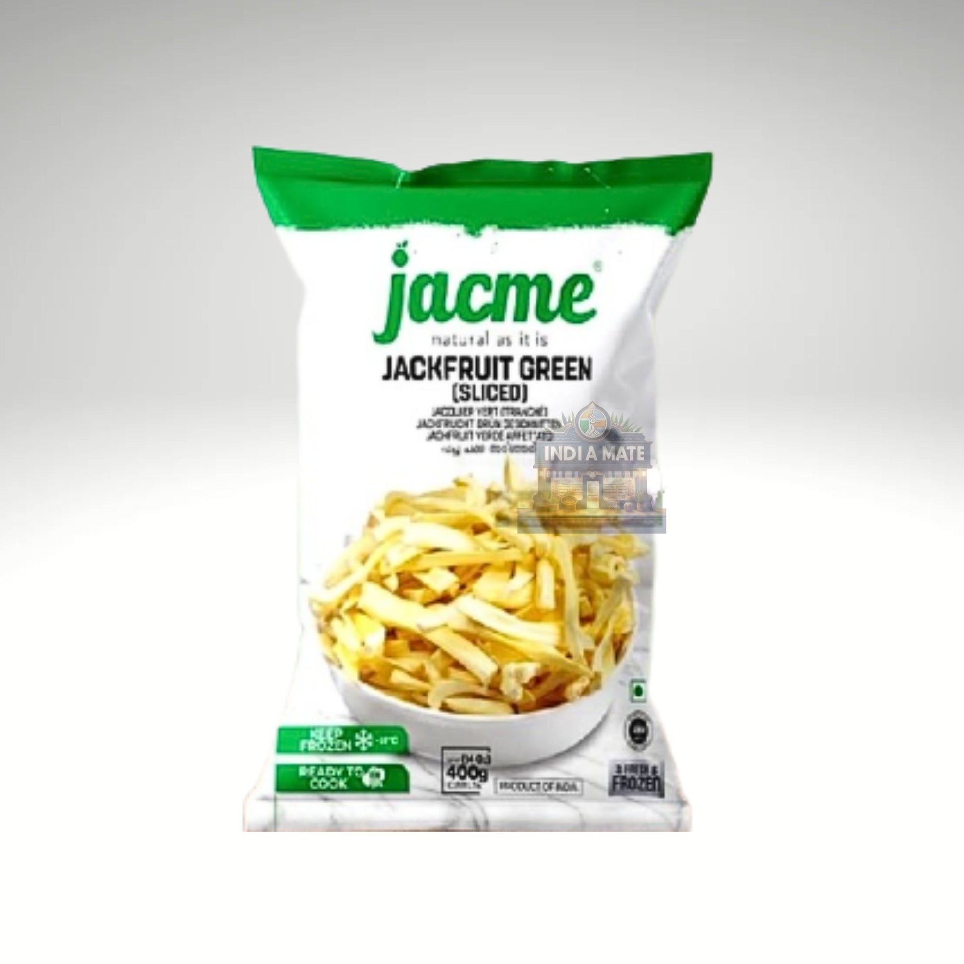 Jacme Jackfruit Green Sliced - Freshly sliced raw jackfruit, perfect for curries and stir-fries, available at IndiaMate