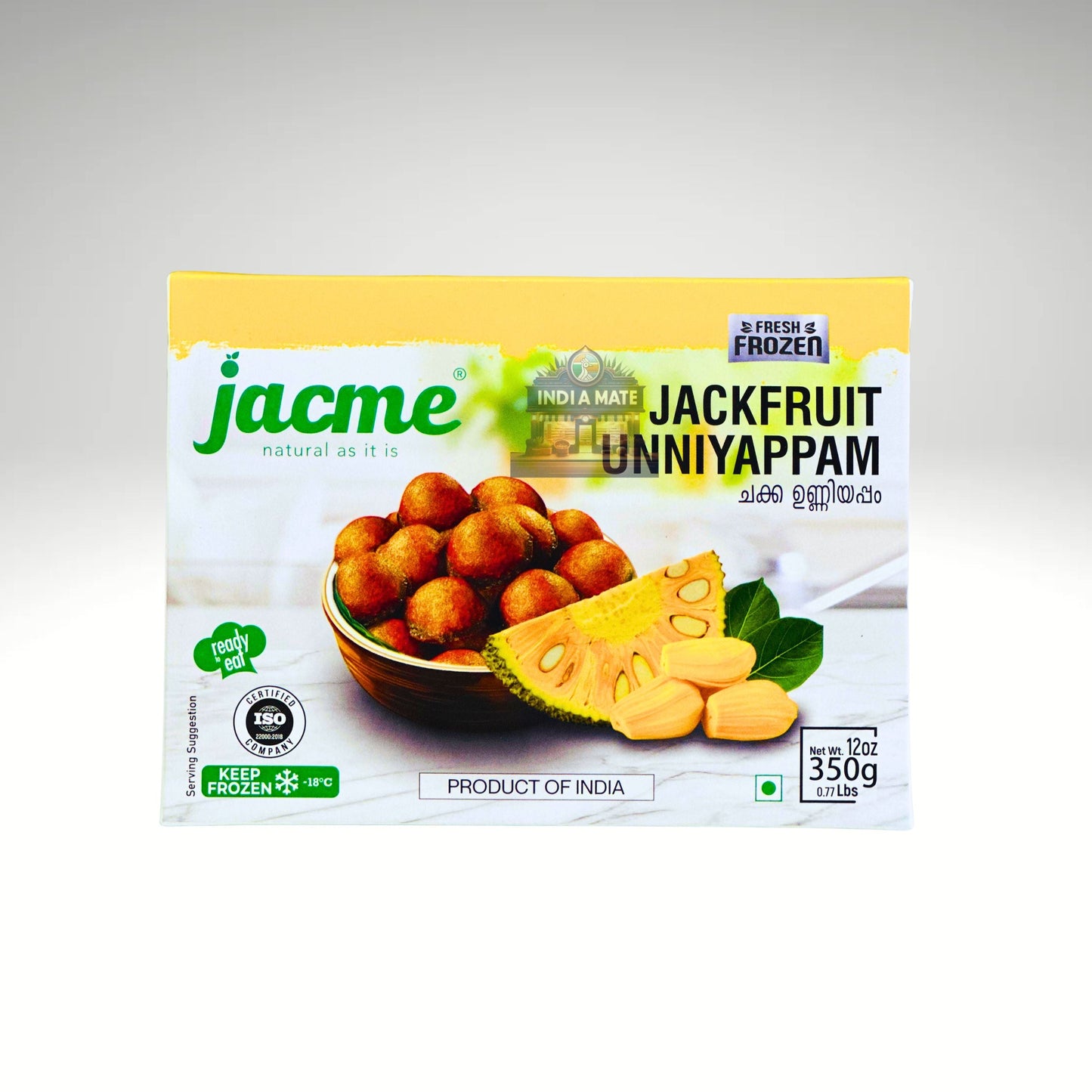 Jacme Jackfruit Unniyappam  – soft Kerala-style sweet fritters made with jackfruit and jaggery. Sold by IndiaMate.