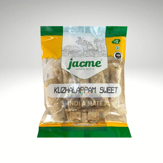 Jacme Kuzhalappam Sweet – Traditional Kerala snack with crispy rolled rice flour shells and a sweet coconut filling.
