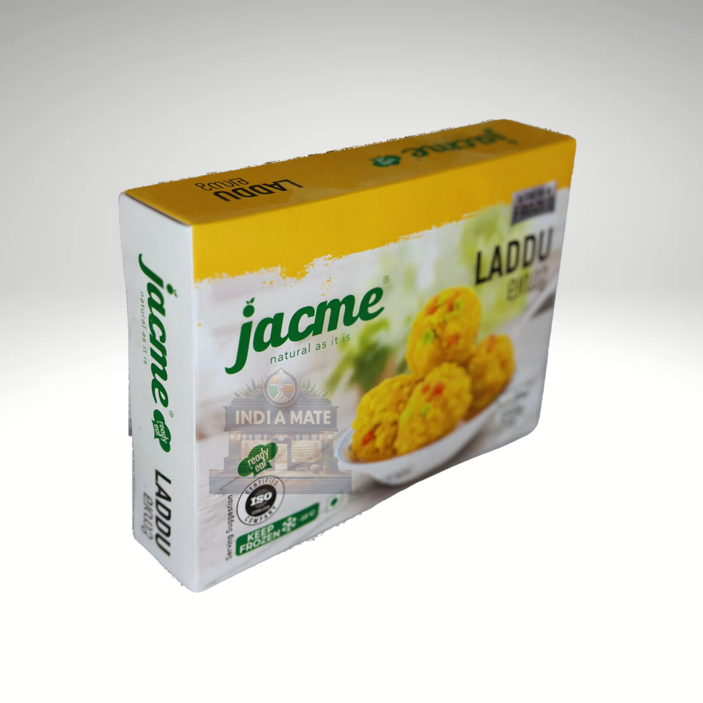 Jacme Laddu - Delicious and sweet Indian dessert balls made from gram flour, sugar, and ghee, garnished with nuts.