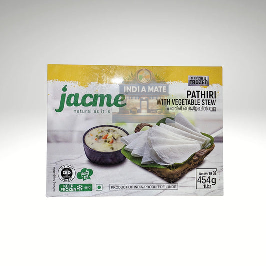 Jacme Pathiri with Vegetable Stew – Ready-to-eat Kerala meal with rice pathiri and coconut-based vegetable stew, available at IndiaMate

