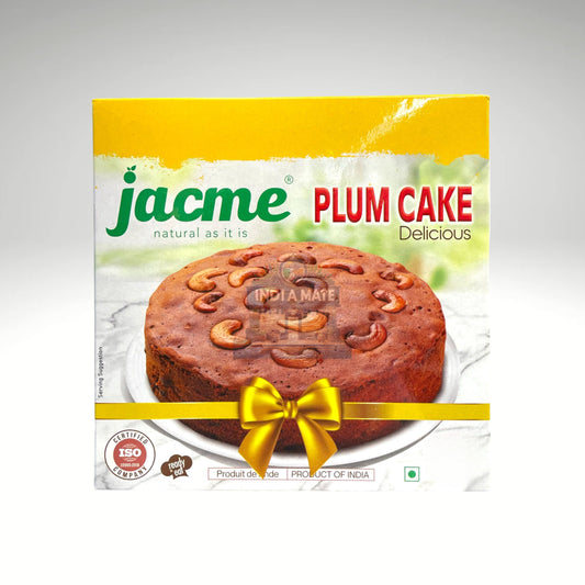 Jacme Plum Cake in festive packaging, offering a rich, moist cake filled with fruits and spices, perfect for celebrations and special occasions.