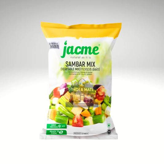 jacme sambar mix consists of mixed vegetables to make popular indian curry sambar easily.