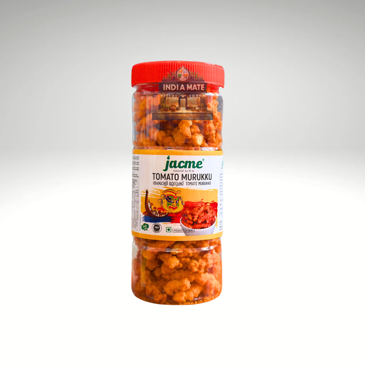Jacme Tomato Murukku – crispy South Indian snack with tangy tomato flavour.