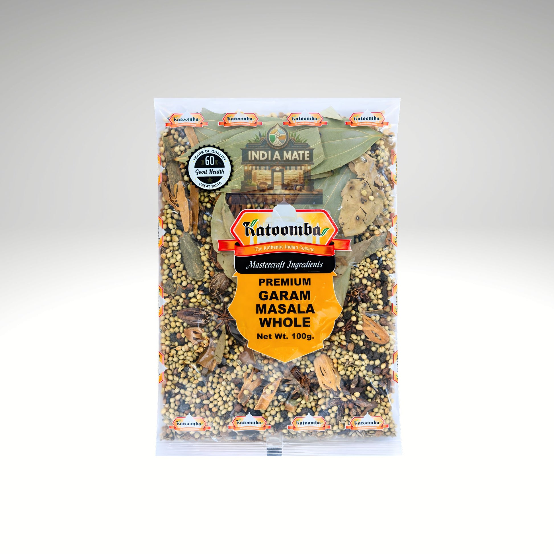 Katoomba Garam Masala Whole packaging with premium-quality whole spices for rich and aromatic Indian recipes.