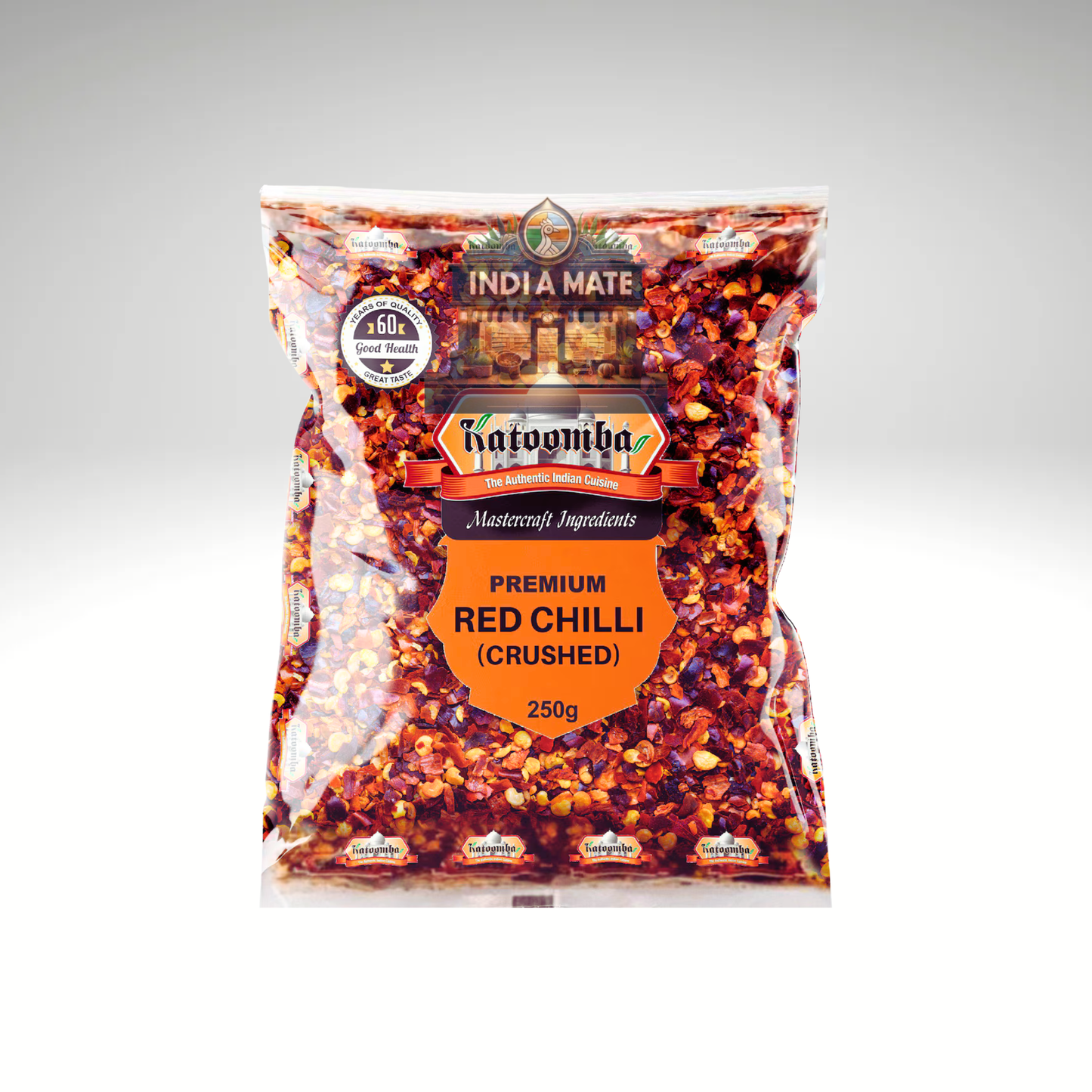 Katoomba Red Chilli Crushed – Spicy, aromatic crushed red chilli for bold flavour. Sold by Indiamate.