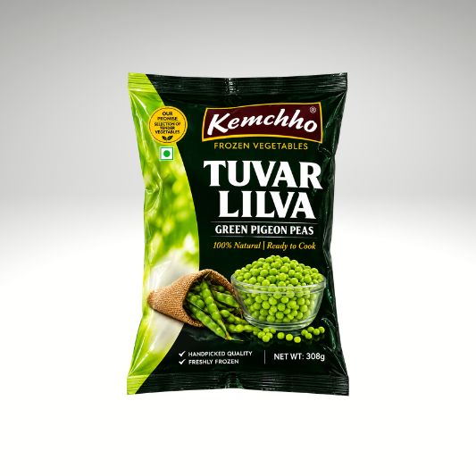 Kemchho Toovar Lilva Green Pigeon Peas for Indian Cooking.