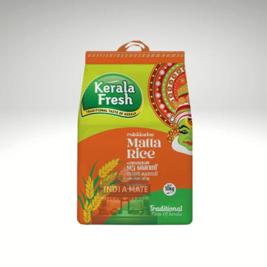 Kerala Fresh Palakkadan Matta Rice – traditional whole-grain rice with earthy flavor and coarse texture.