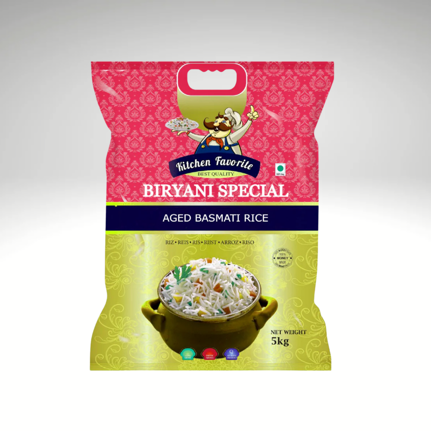 Kitchen Favorite Biryani Special Basmati Rice, extra-long and fragrant grains, ideal for preparing flavorful and aromatic biryani.