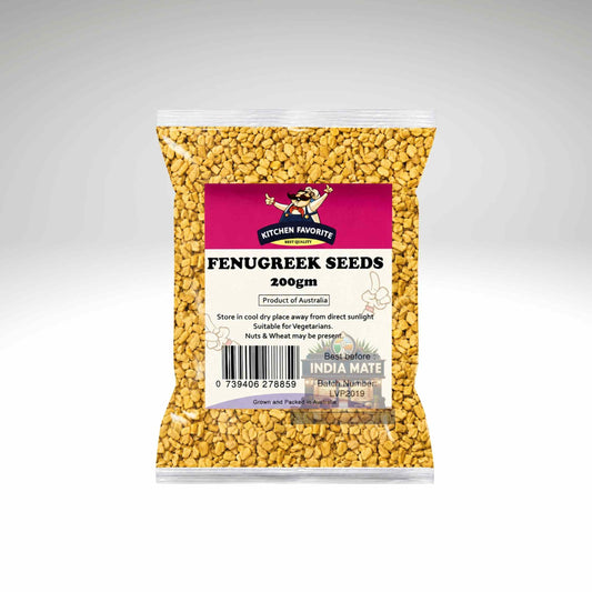 Kitchen Favourite Fenugreek Seeds  – whole fenugreek seeds for cooking and pickles. Sold by IndiaMate.