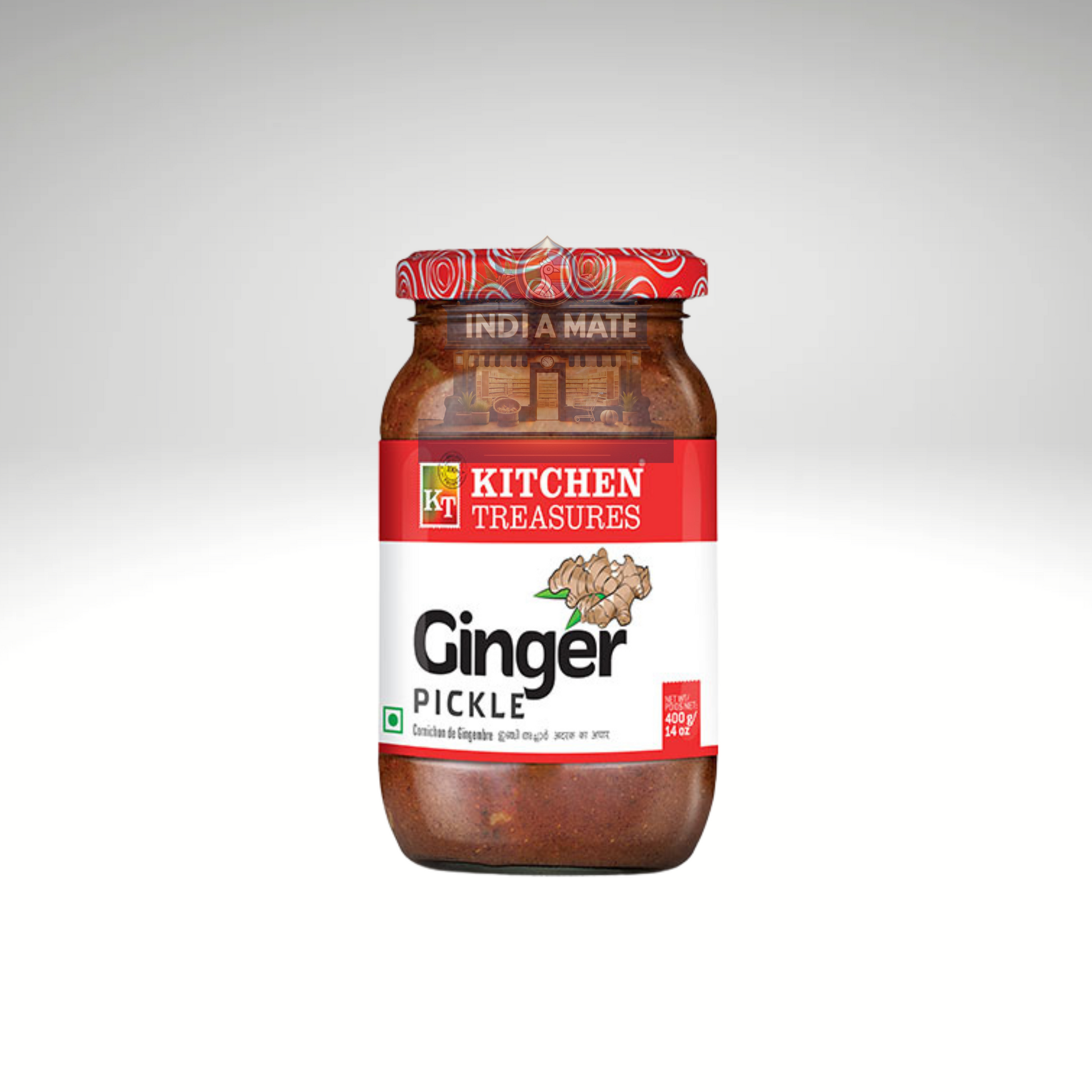 Jar of Kitchen Treasures Ginger Pickle on a white background
