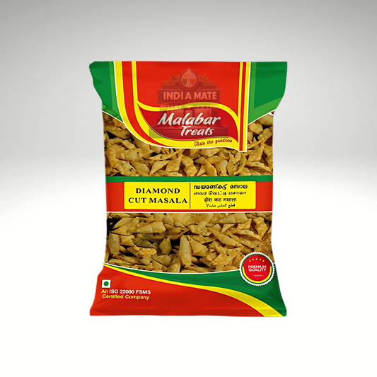 Malabar Treats Diamond Cut Masala snack pack.