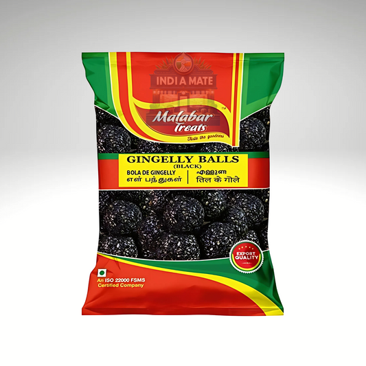 Malabar Treats Sesame Ball (Ellunda) – Crunchy sweet balls made from roasted sesame seeds and jaggery, traditional Kerala snack.