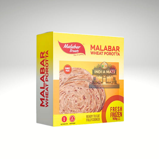 Malabar Treats Malabar Wheat Porotta – soft and flaky whole wheat South Indian layered flatbread.