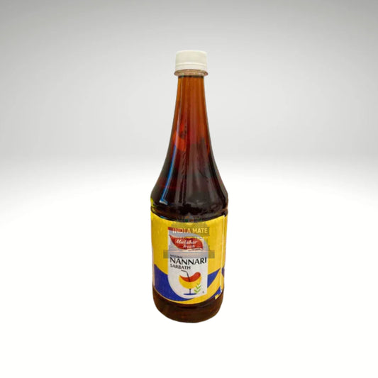 Malabar Treats Nannari Sarbath – Refreshing herbal syrup made from natural nannari root, available at IndiaMate.