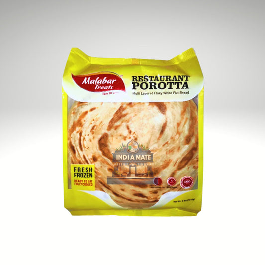 Malabar Treats Restaurant Porotta – soft and flaky South Indian layered flatbread.