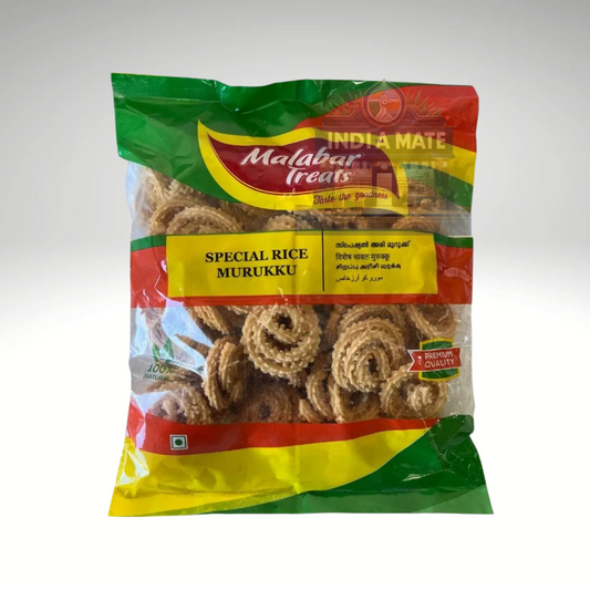 Packaged Special Rice Murukku from Malabar Treats on a white background