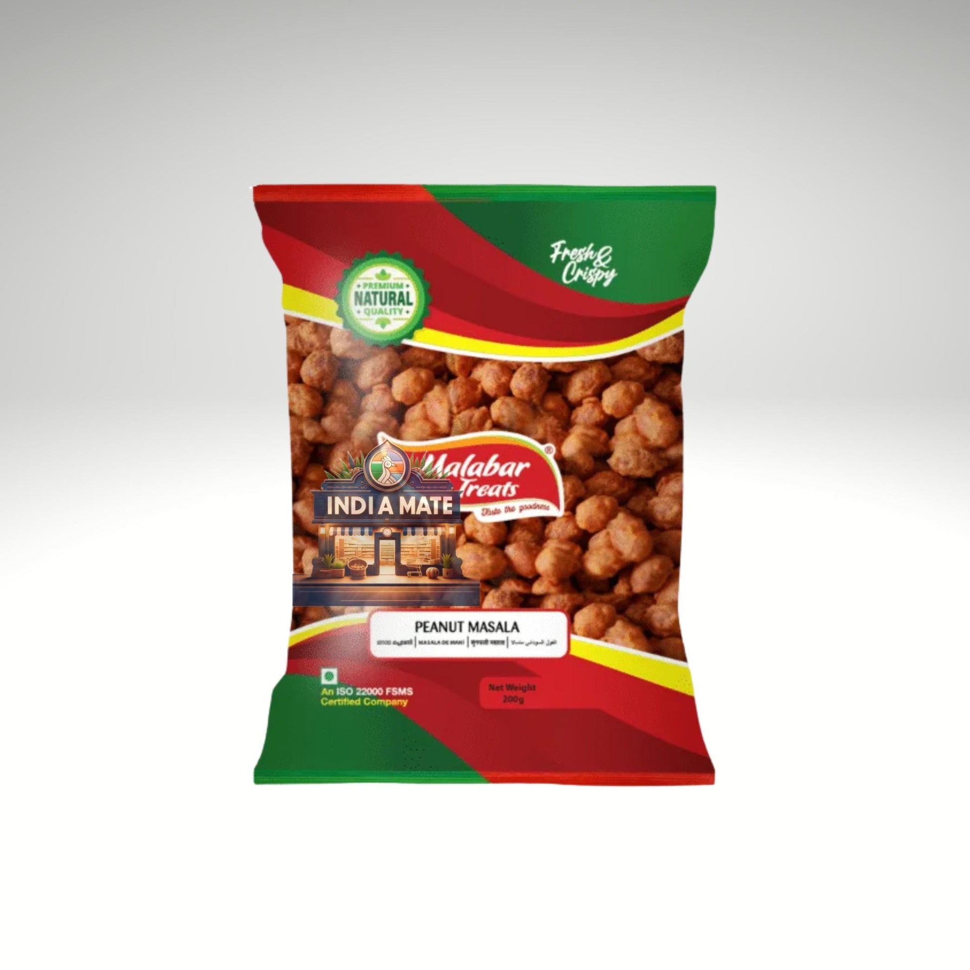 Malabar Treats Roasted Peanut Masala – flour-coated spicy Indian peanuts snack.