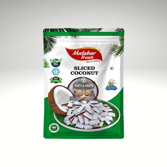 Malabar Treats Sliced Coconut fresh ready-to-use coconut pieces.
