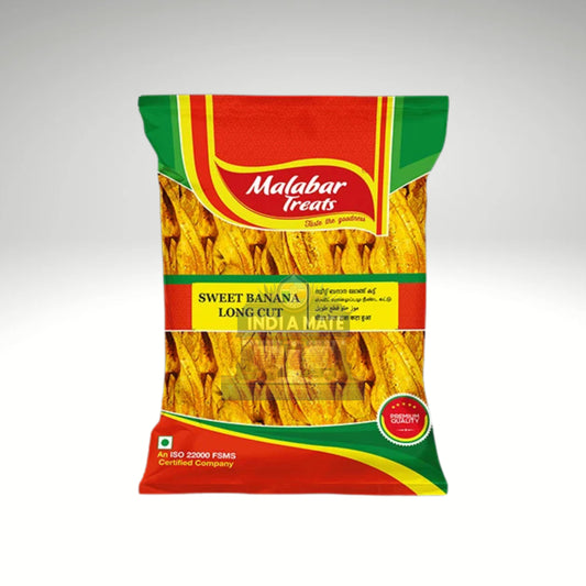 Malabar Treats Sweet Banana Chips Long Cut – Traditional jaggery-coated Kerala banana snack, sold by IndiaMate