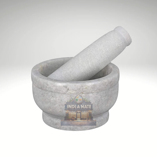 Marble Idikkallu (Mortar and Pestle) – Traditional Stone Grinder for Spices and Herbal Blends