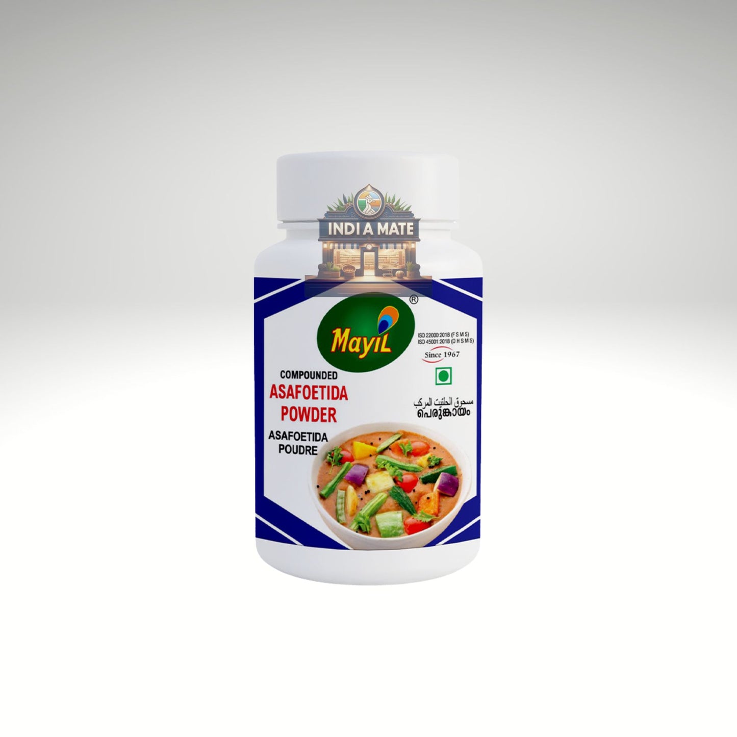 Mayil Asafoetida Powder packaging on a white background.