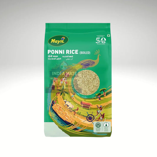 Mayil Ponni Rice (Boiled) sold by IndiaMate, premium quality South Indian boiled rice perfect for everyday meals and traditional recipes.