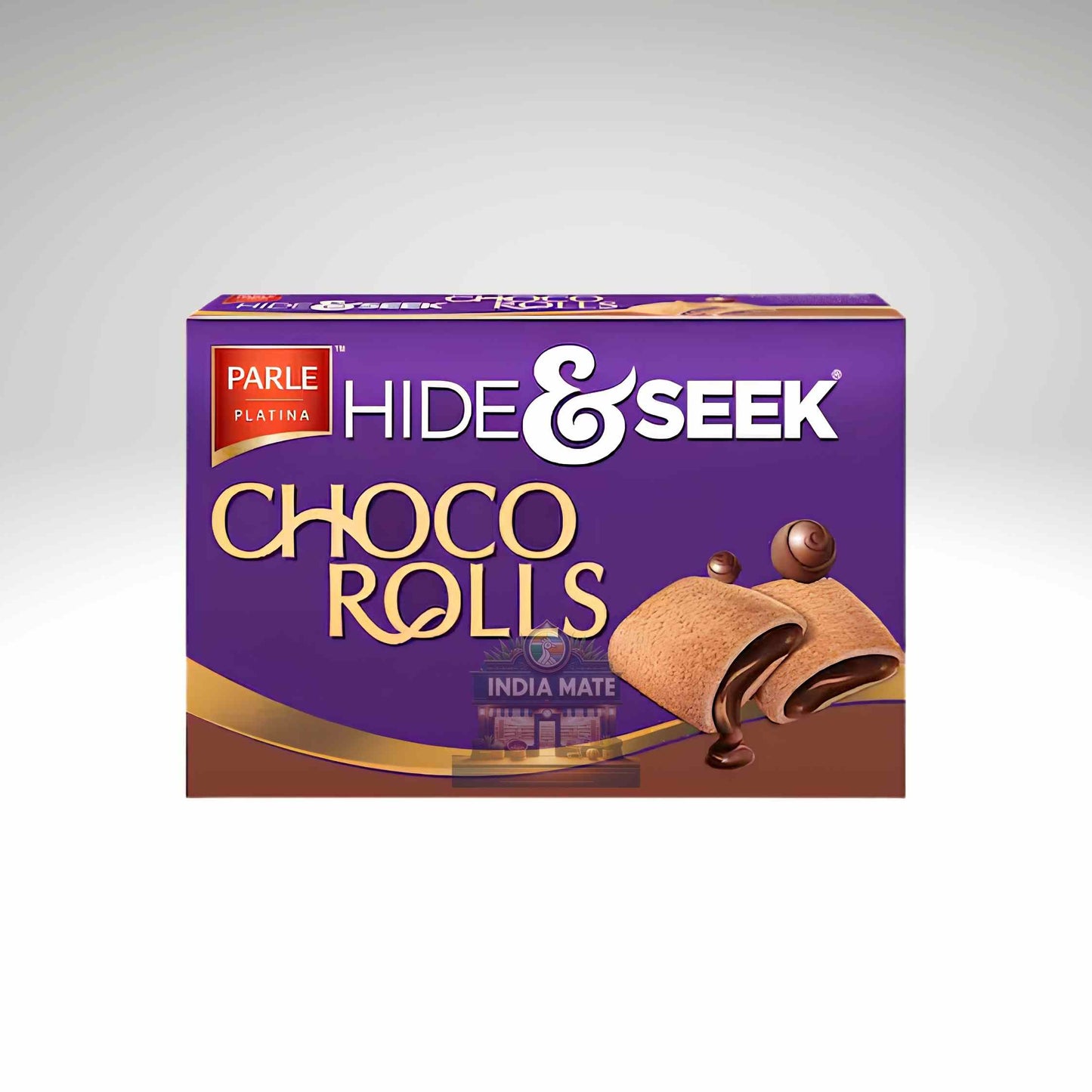 Box of Parle Hide & Seek Choco Rolls on a white background.