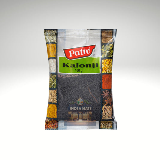 Pattu Kalonji spice package on a white background.