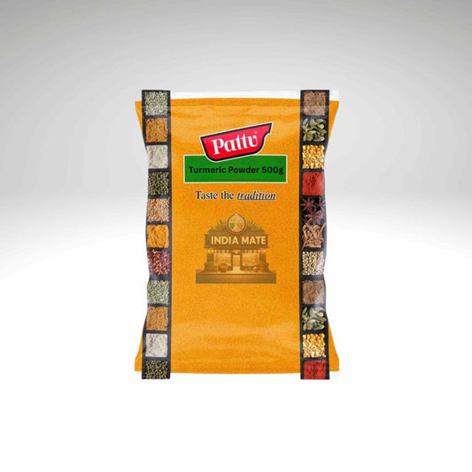 Pattu Tumeric Powder packaging with brand logo on a white background.