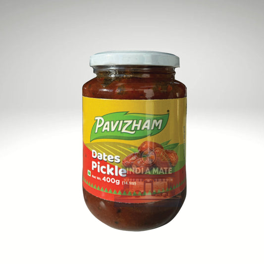Pavizham Dates Pickle – Sweet and spicy Kerala-style pickle made with dates, available at IndiaMate