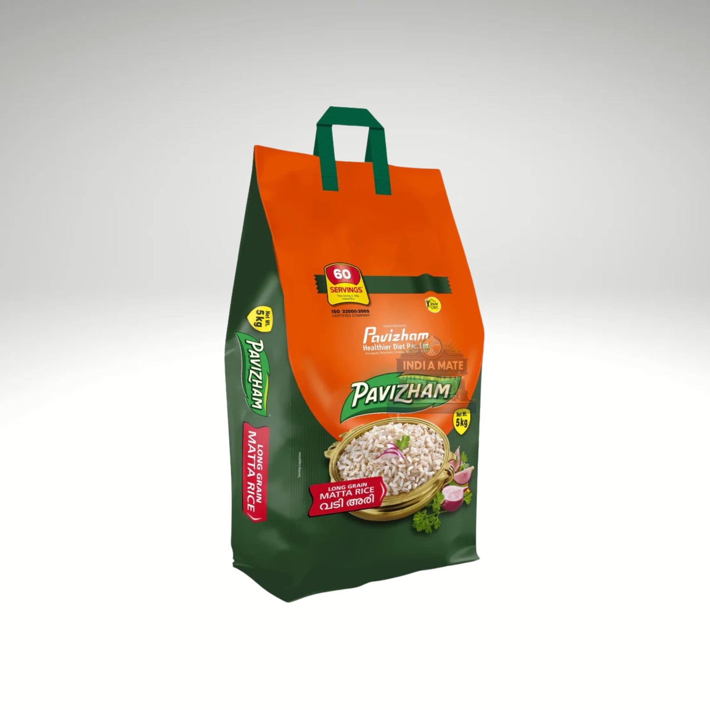 Pavizham Matta Rice, nutritious red parboiled rice with a rich, earthy flavour, popular in Kerala cuisine for its unique texture and health benefits.