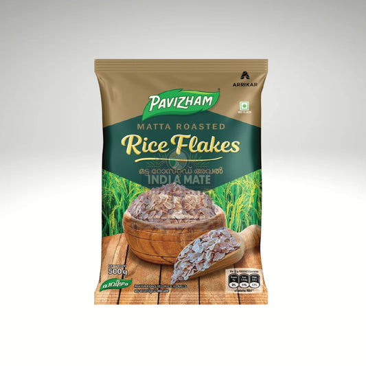 Pavizham Roasted Matta Rice Flakes (മട്ട അവൽ) – Roasted red beaten rice for traditional Kerala dishes, available at IndiaMate