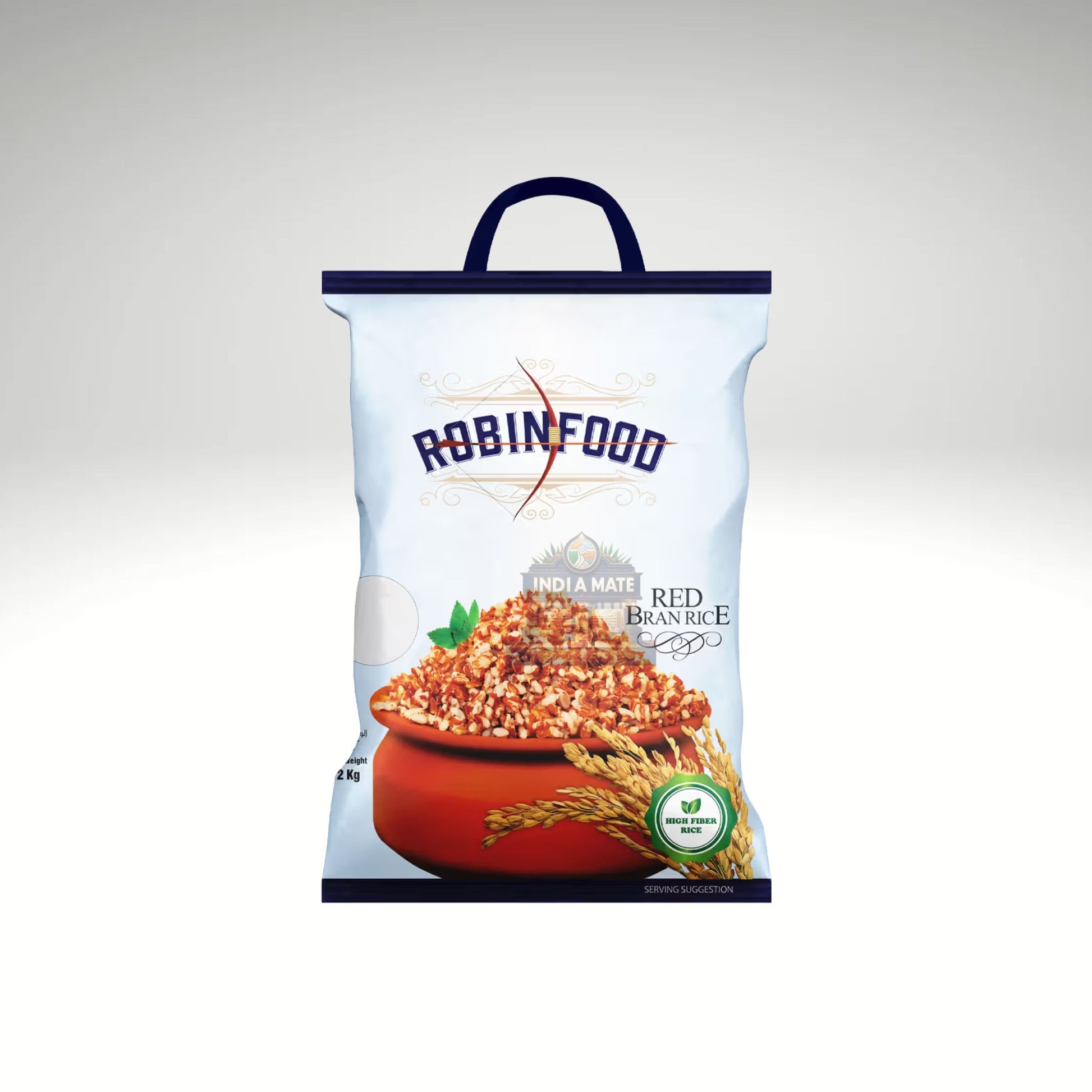 Pavizham Robin Food Red Bran Rice packaging with premium-quality, fiber-rich whole-grain rice for healthy meals.