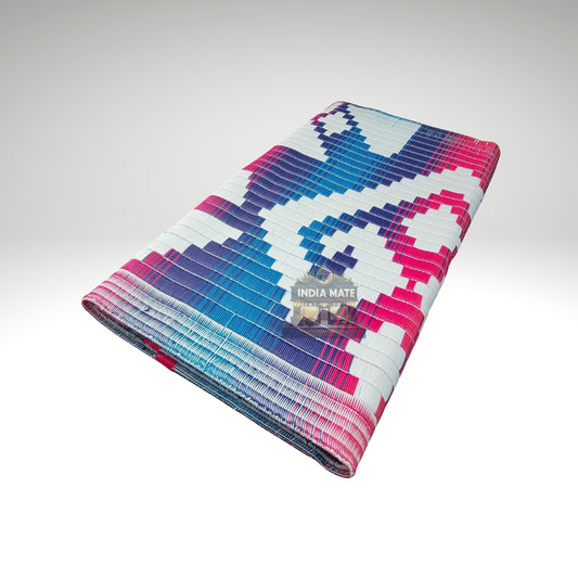 Foldable plastic with pixelated patternon a white background.