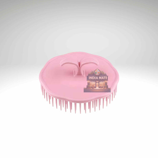 Pink hairbrush with 'INDIA MATE' branding on a white background