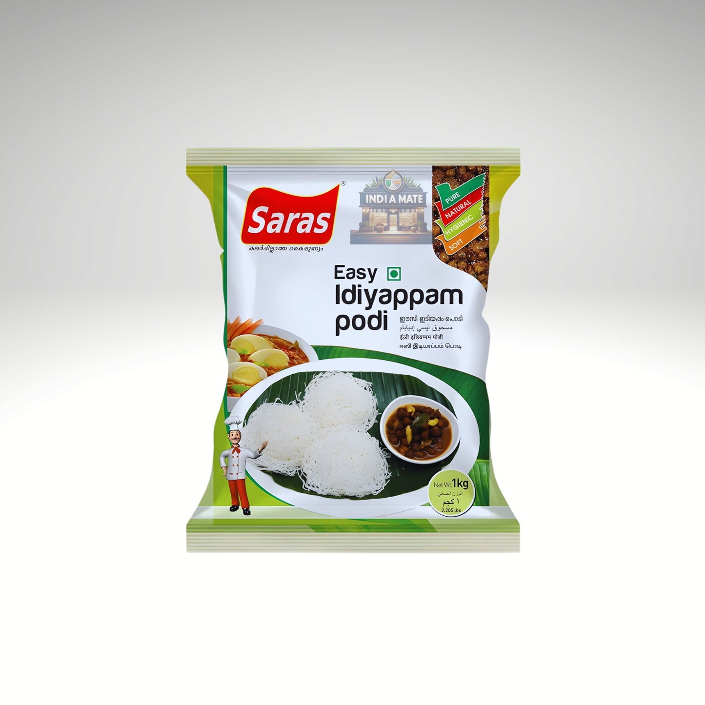 Saras Easy Idiyappam Podi rice flour for Kerala string hoppers.