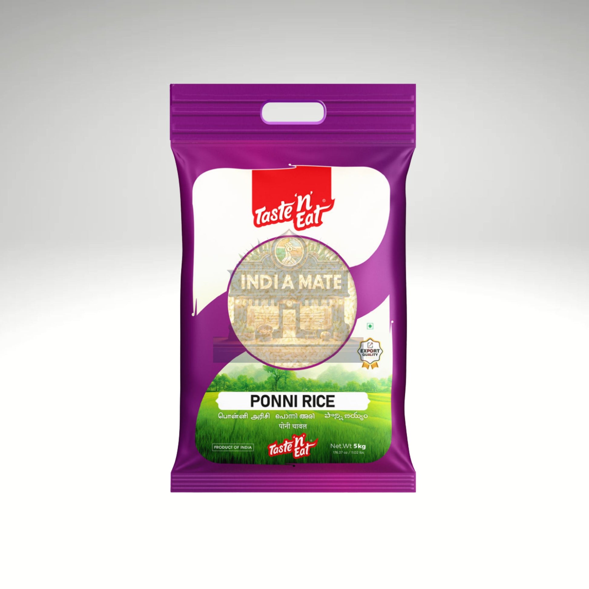 Taste N Eat Boiled Ponni Rice – Medium-grain, parboiled South Indian rice ideal for everyday meals.