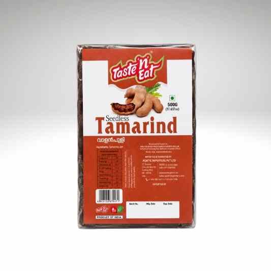 Taste N Eat Tamarind Valan Puli for Kerala and South Indian Cooking in a clear packaging.