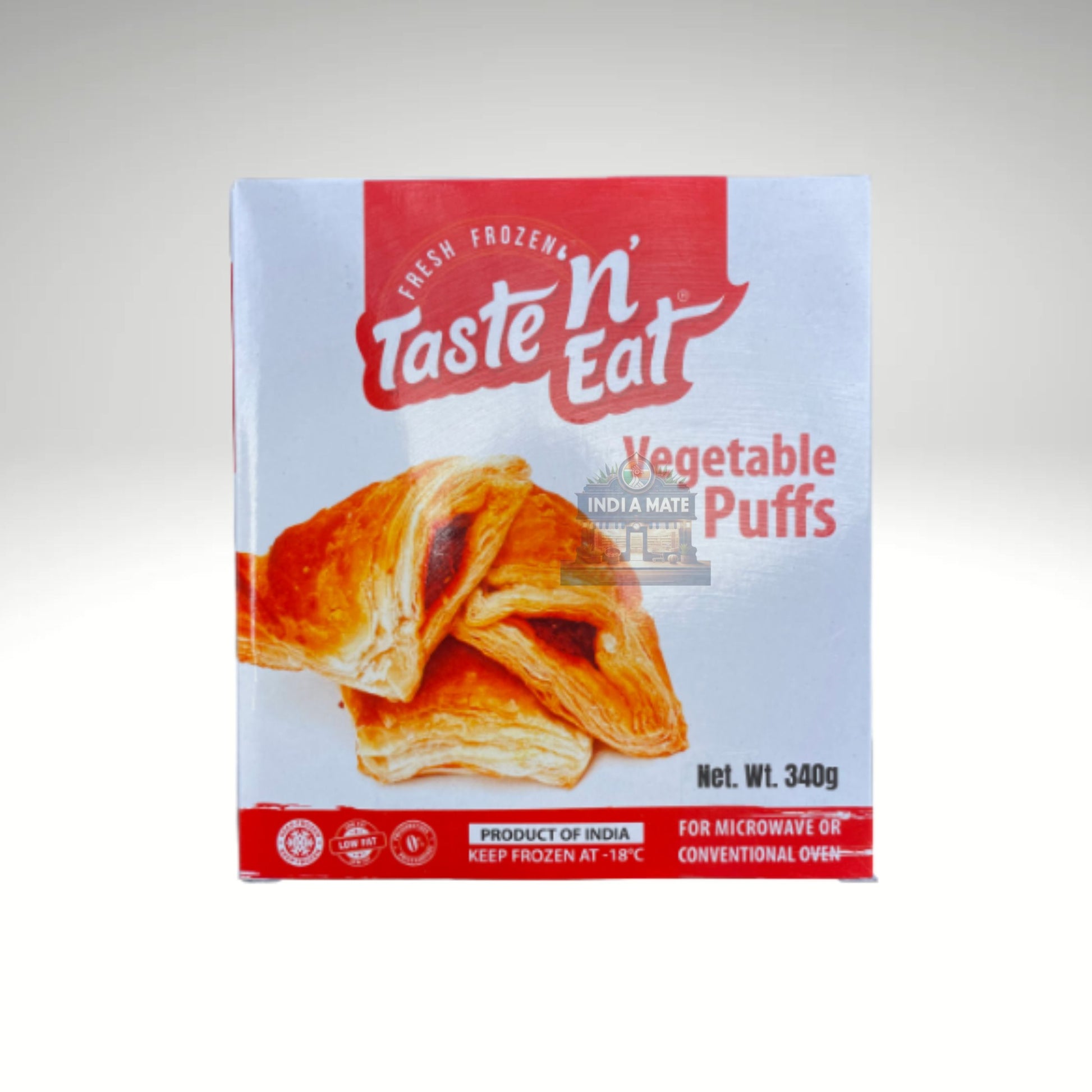 Taste N Eat Vegetable Puffs – Crispy pastry with a tasty vegetable filling, available at IndiaMate.