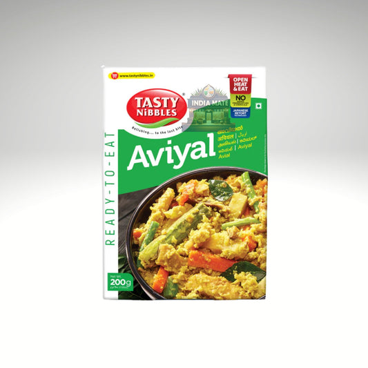 Tasty Nibbles Aviyal packaging on a white background.