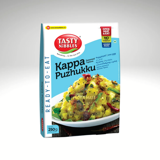 Tasty Nibbles Kappa Puzhukku 250g – Traditional South Indian dish made with tapioca, seasoned with spices and coconut, offering a flavorful and authentic taste.