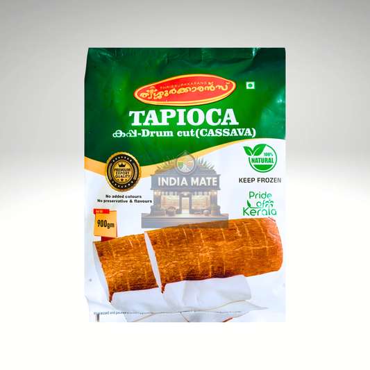 Thrissurkkarans tapioca drum cut fresh cassava kappa.