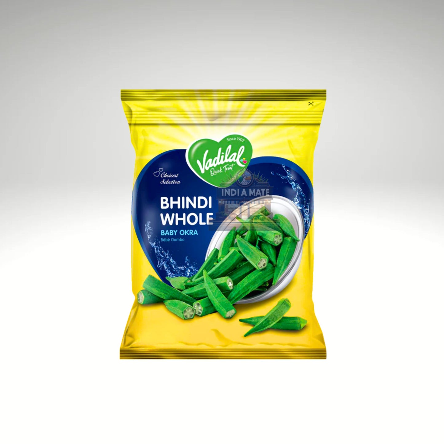 Vadilal Baby Okra (Bhindi Whole) – frozen baby okra for curries and stir-fries. Sold by IndiaMate.